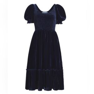 Hill House Louise Nap Dress - Navy Velvet M NWT